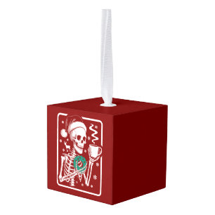 Murder Shows Friends Horror Tee Skeleton Christmas Cube Ornament