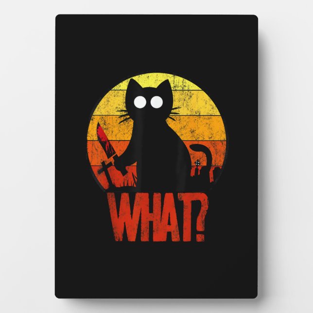Murderous Black Psycho Cute Cat What Knife Christm Plaque (Front)