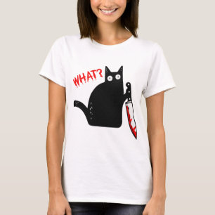 Murderous Cat Holding Knife Halloween Costume Cat T-Shirt