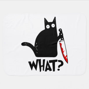 Murderous Cat With Knife Baby Blanket