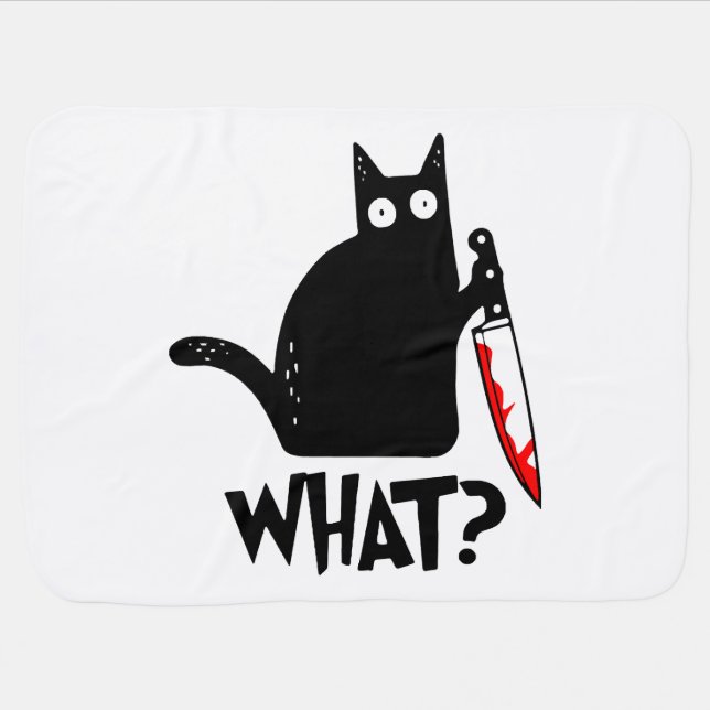 Murderous Cat With Knife Baby Blanket (Horizontal)