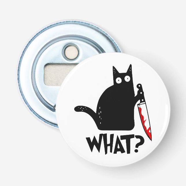 Murderous Cat With Knife Bottle Opener (Front)