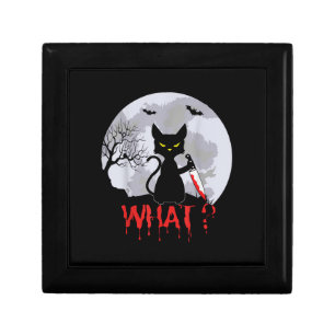 Murderous Cat With Knife, Cat What Halloween Tee,  Gift Box