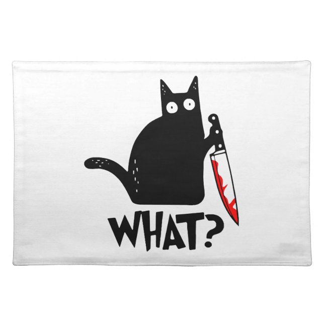 Murderous Cat With Knife Cloth Placemat (Front)