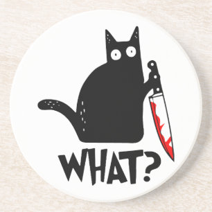 Murderous Cat With Knife Coaster
