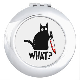Murderous Cat With Knife Compact Mirror