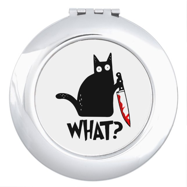 Murderous Cat With Knife Compact Mirror (Front)