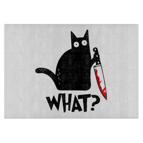 Murderous Cat With Knife Cutting Board