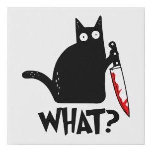 Murderous Cat With Knife Faux Canvas Print