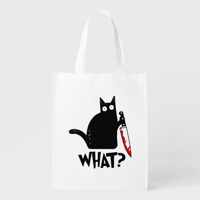 Murderous Cat With Knife Grocery Bag (Front)