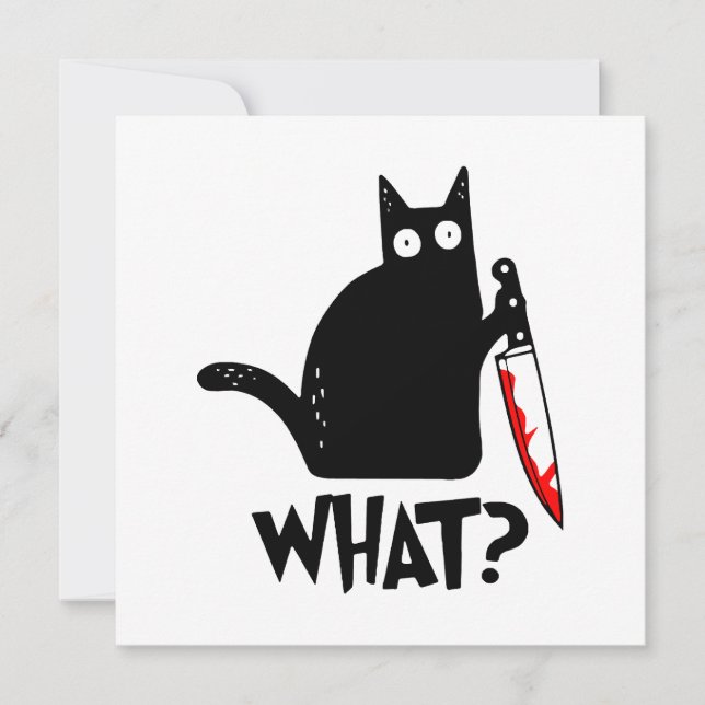 Murderous Cat With Knife Invitation (Front)