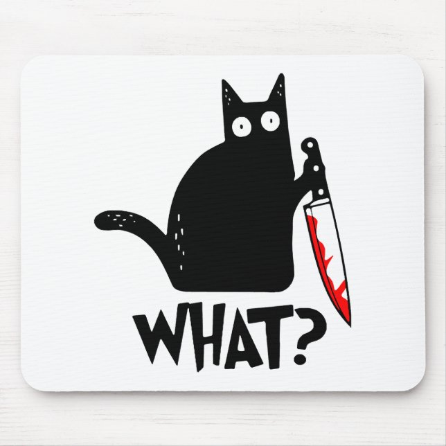 Murderous Cat With Knife Mouse Pad (Front)