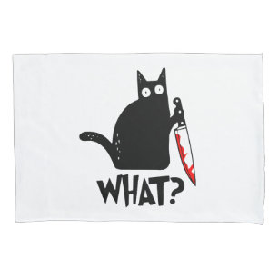 Murderous Cat With Knife Pillow Case