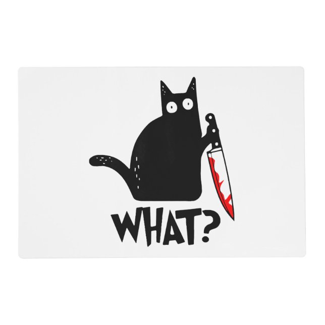 Murderous Cat With Knife Placemat (Front)