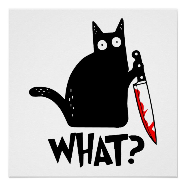 Murderous Cat With Knife Poster (Front)