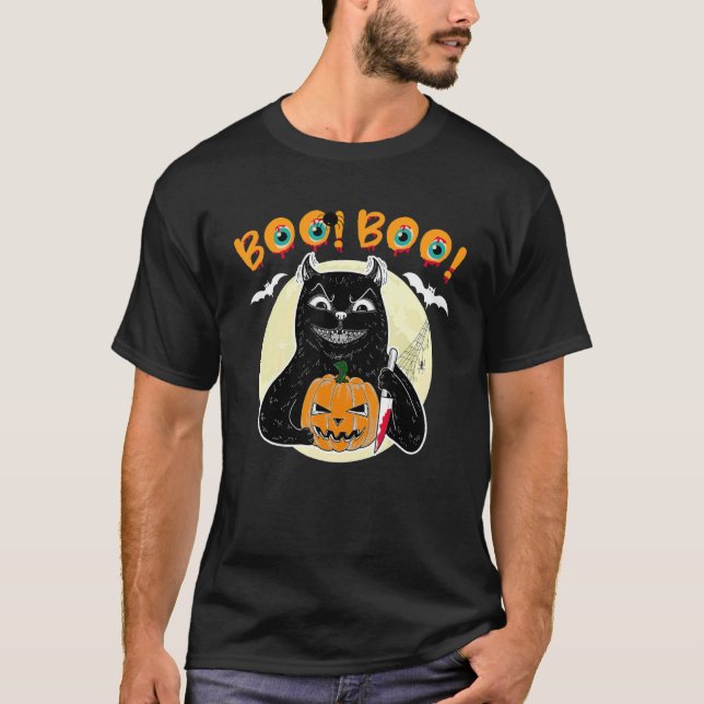 Murderous Cat With Knife T-Shirt (Front)