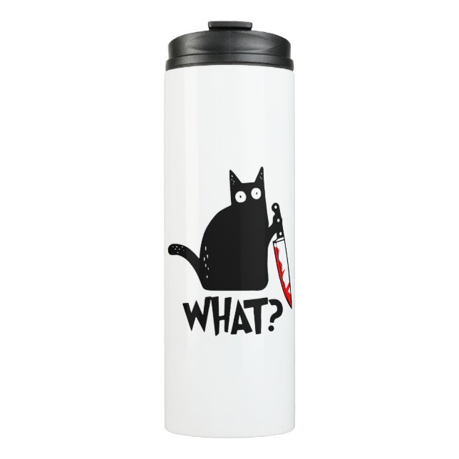 Murderous Cat With Knife Thermal Tumbler (Front)