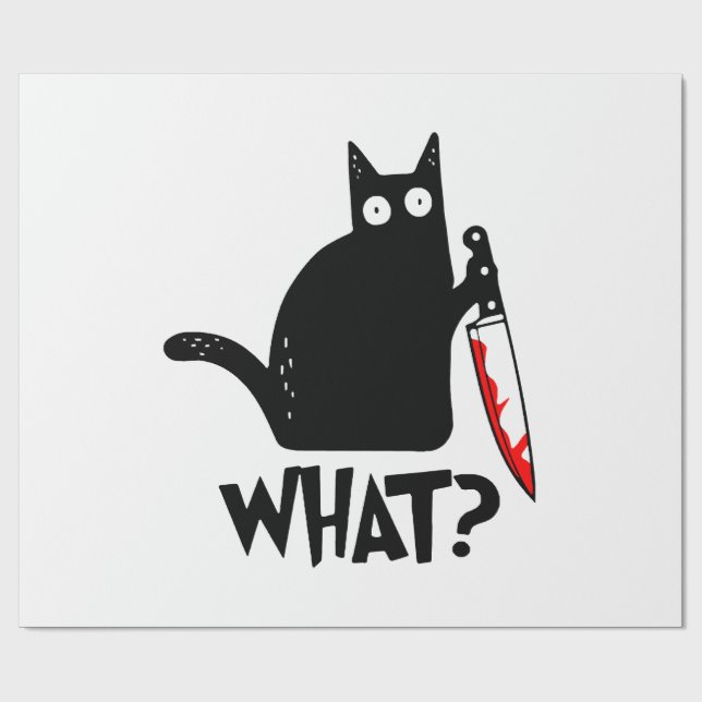 Murderous Cat With Knife Wrapping Paper (Flat)