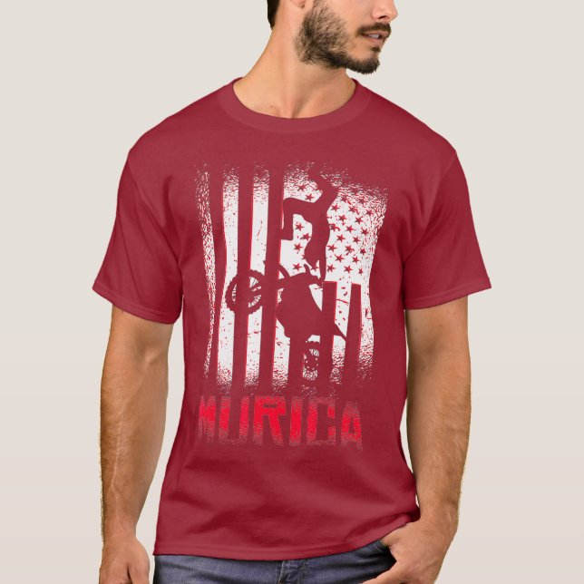 Murica Flag Motocross Dirt Bike Offroad Gift for T-Shirt (Front)