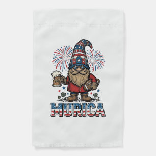 Murica Patriotic Gnome Beer Vintage Shirt Design_1 Garden Flag