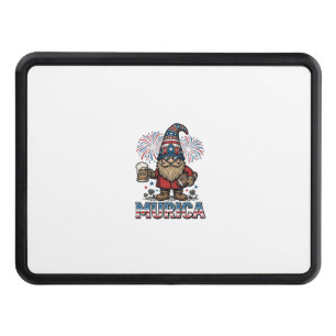 Murica Patriotic Gnome Beer Vintage Shirt Design_1 Hitch Cover