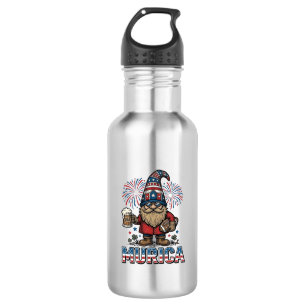 Murica Patriotic Gnome Beer Vintage Shirt Design_1 Stainless Steel Water Bottle