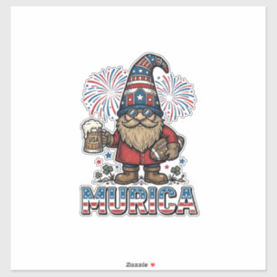 Murica Patriotic Gnome Beer Vintage Shirt Design_1 Sticker