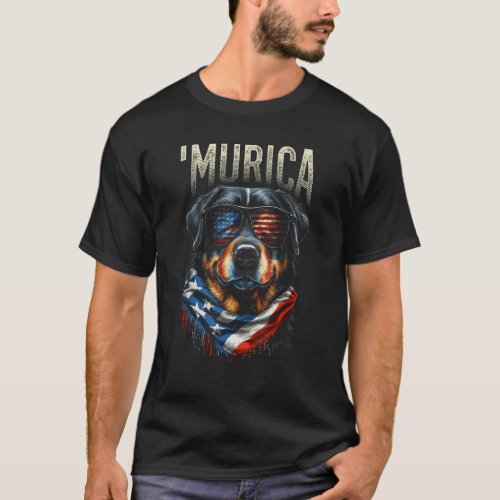 Murica Patriotic Rottweiler 4th of July Dog 13 T-Shirt