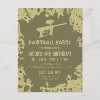 Murky Splatter Paintball Birthday Party Invites by RustyDoodle at Zazzle