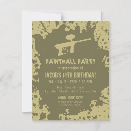 Murky Splatter Paintball Birthday Party Invites