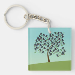 Murmuration of Starlings Square Keychain (double-sided)