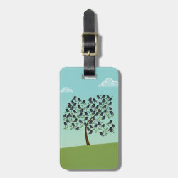 Murmuration of Starlings Small Luggage Tag with leather strap