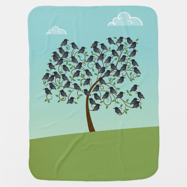 Murmuration of Starlings Receiving Blanket (Front)
