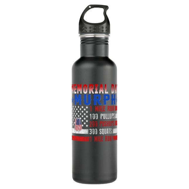 Murph 2021 Memorial Day Workout Patriotic WOD  Stainless Steel Water Bottle (Front)