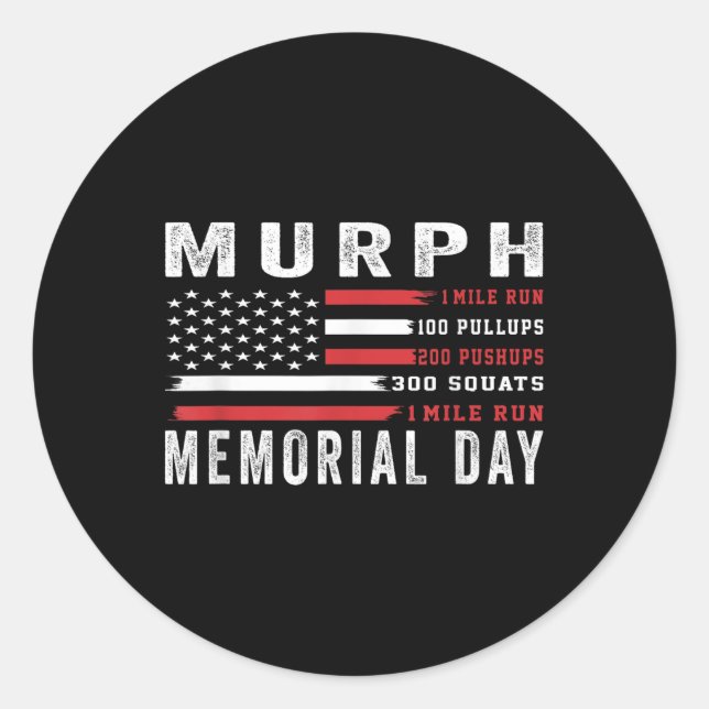 Murph Challenge American Memorial Day Workout Gym Classic Round Sticker (Front)