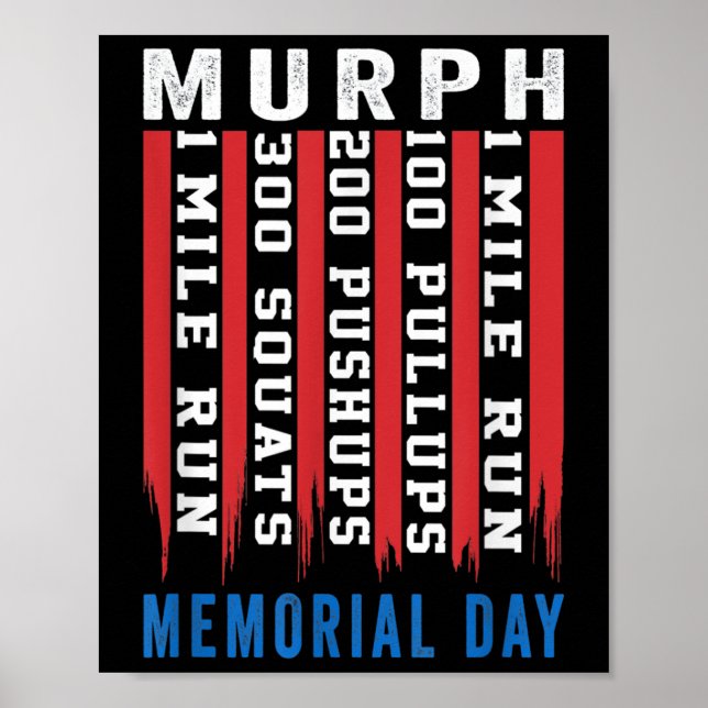 Murph Challenge American Memorial Day Workout Gym Poster (Front)