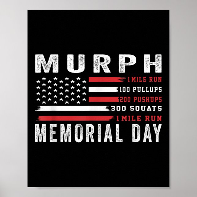 Murph Challenge American Memorial Day Workout Gym Poster (Front)