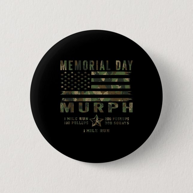 Murph Challenge Memorial Day Workout Gym Us Button (Front)