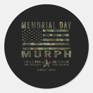 Murph Challenge Memorial Day Workout Gym Us Classic Round Sticker