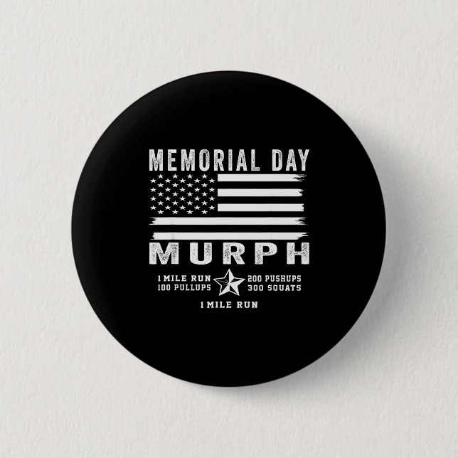 Murph challenge memorial day workout gym us flag M Button (Front)