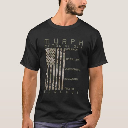 Murph Memorial Day Workout Wod Cam Multi Camo Flag T_Shirt