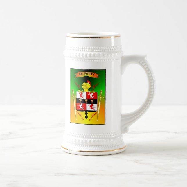 MURPHY IRISH FAMILY HERALDIC SHIELD AND CREST BEER STEIN (Right)