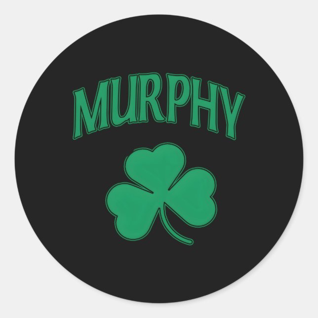 Murphy Irish Family Shamrock St Patricks Day Classic Round Sticker (Front)