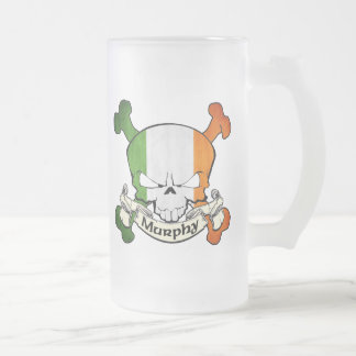 Murphy Irish Skull Frosted Glass Beer Mug