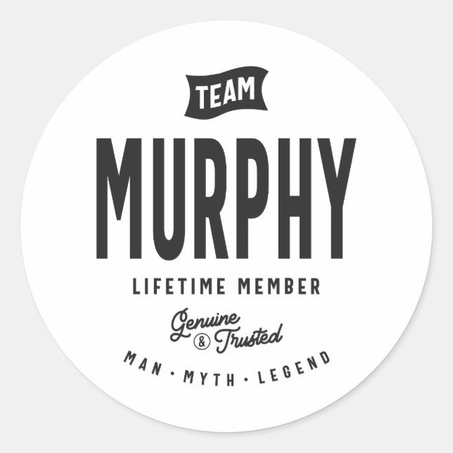 Murphy Lifetime Member Personalized Name Murphy Classic Round Sticker (Front)