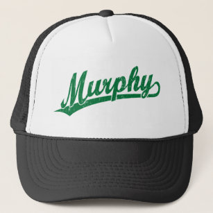 Murphy script logo in green trucker hat