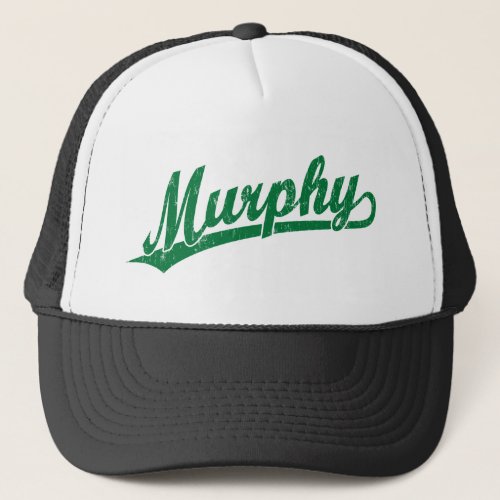 Murphy script logo in green trucker hat