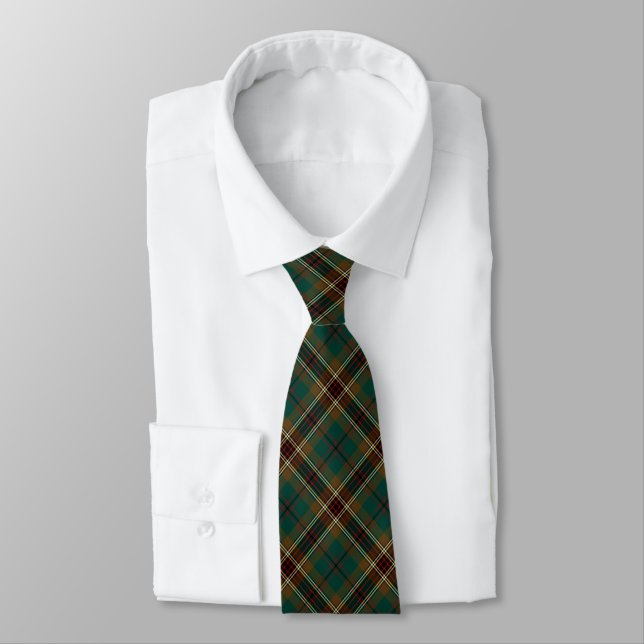 Murphy Tartan Brown and Green Plaid Neck Tie (Tied)