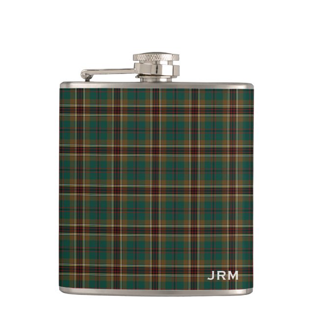 Murphy Tartan Monogram Irish Plaid Flask (Front)