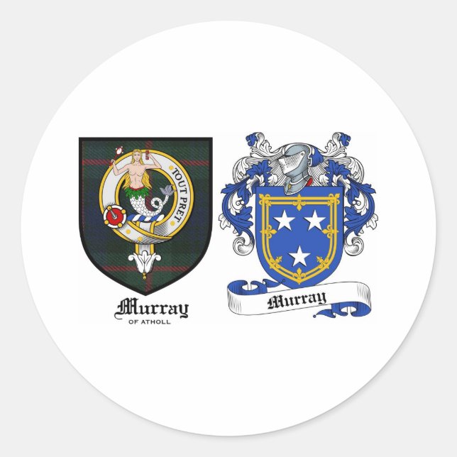 Murray Clan Crest & Murray Coat of Arms Classic Round Sticker (Front)
